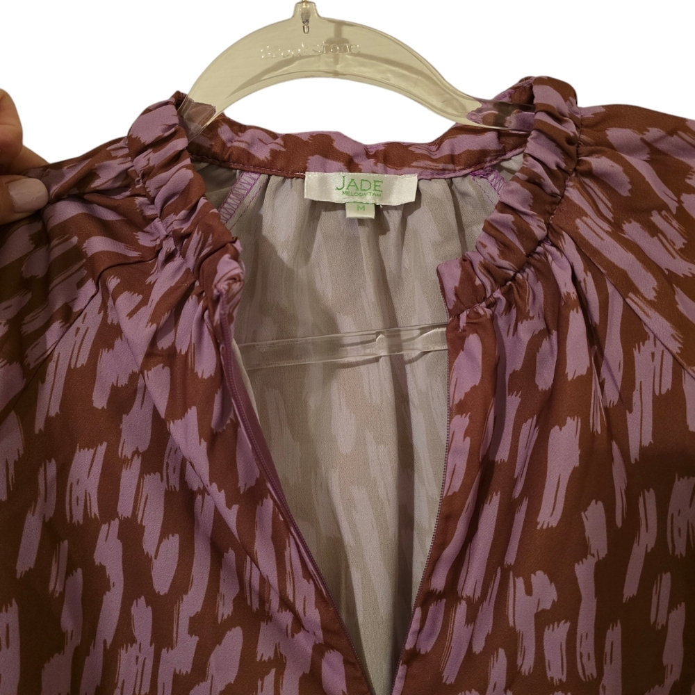 Jade by Melody Tam blouse, size M, pink & brown color. - Picture 4 of 8